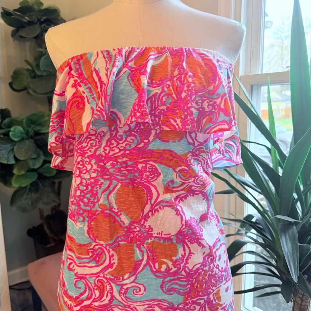 Lilly Pulitzer Wiley Ruffled Tube Top  S